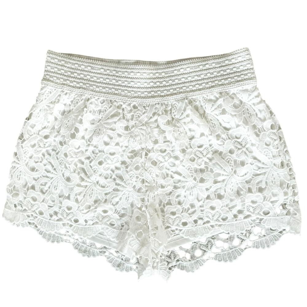 Sans Souci Eyelet Shorts Pull On Womens Size Small White Casual Boho Chic